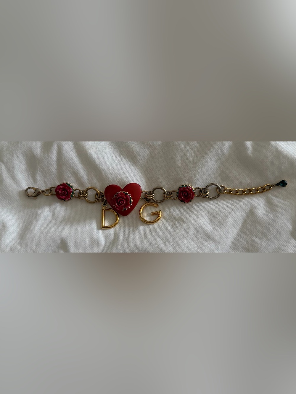 Dolce & Gabbana Rose and Heart Logo Charm Bracelet